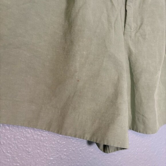 Zara Womens Light Green Linen Blend High Waist Pleated Shorts Retro Inspired - Picture 11 of 12